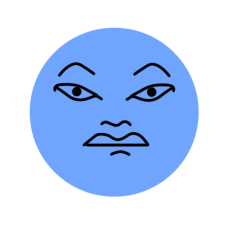 a blue cartoon head gif, nodding